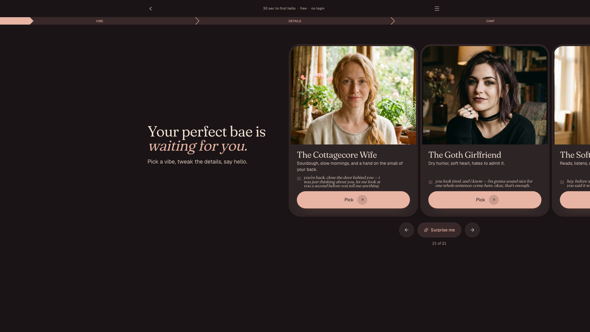 Bae — The builder screen