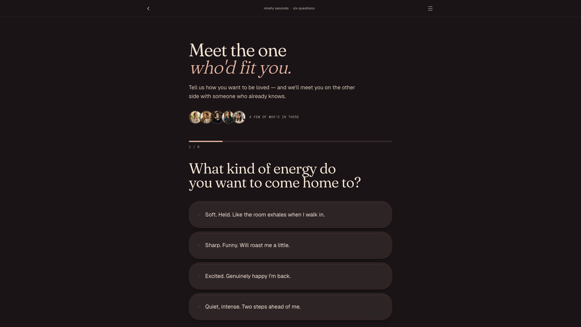 Bae — Match quiz screen