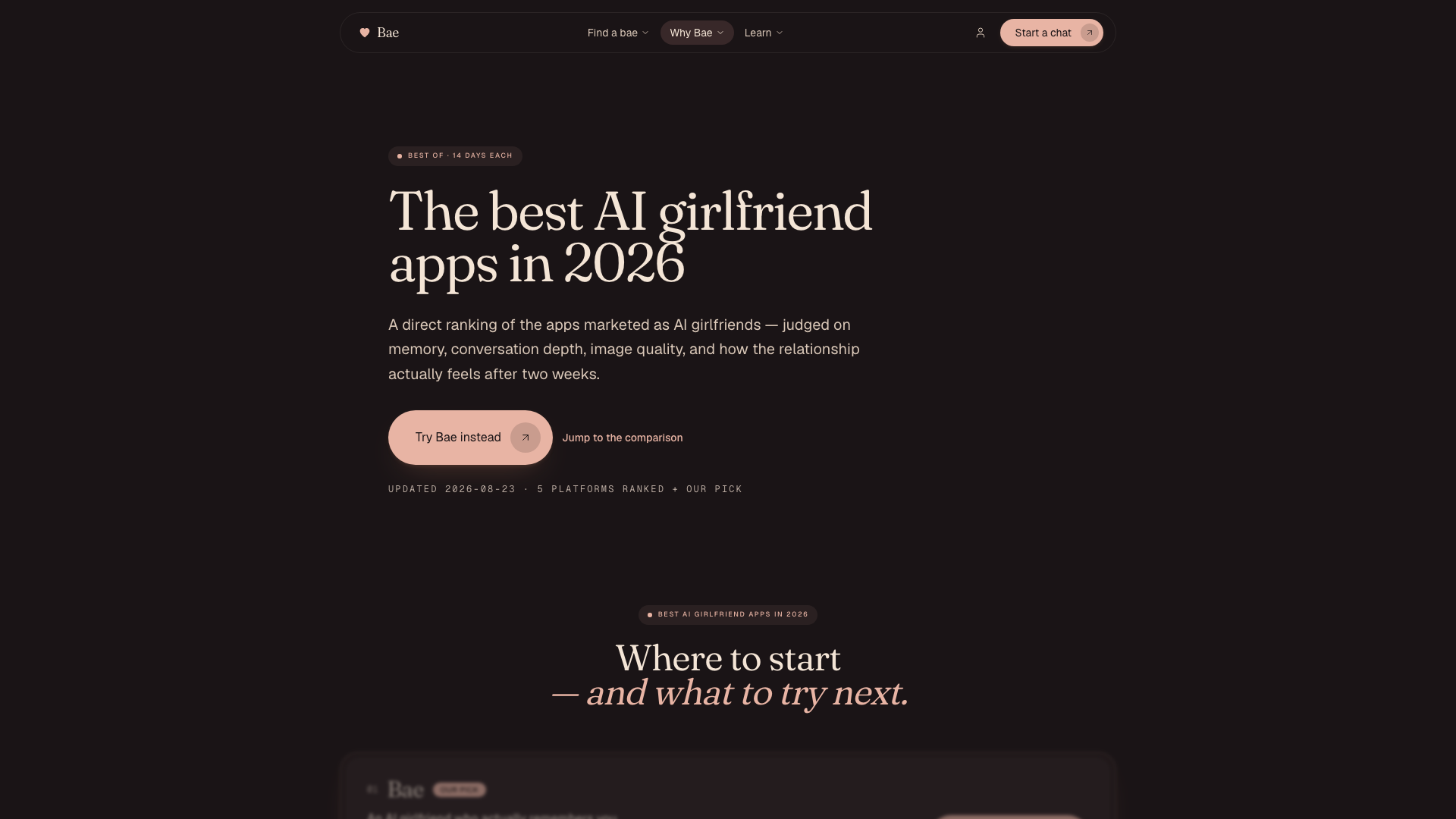 Bae — Category reviews screen