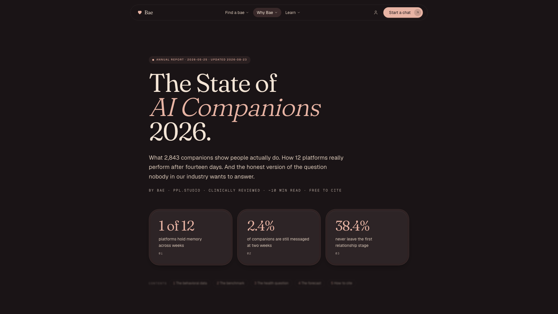 Bae — Annual report screen